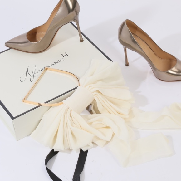 SERGIO ROSSI Metallic Leather Pointed Toe Heels - Picture 3 of 13